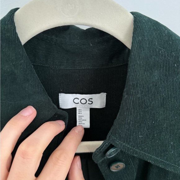 NWT COS Corduroy Midi Shirt Dress size 4 Dark green - Picture 5 of 6